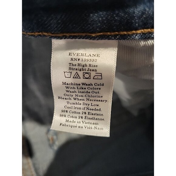Everlane Jeans Size 28 Women The High Rise Straight Jean Medium Wash Organic - Picture 7 of 7